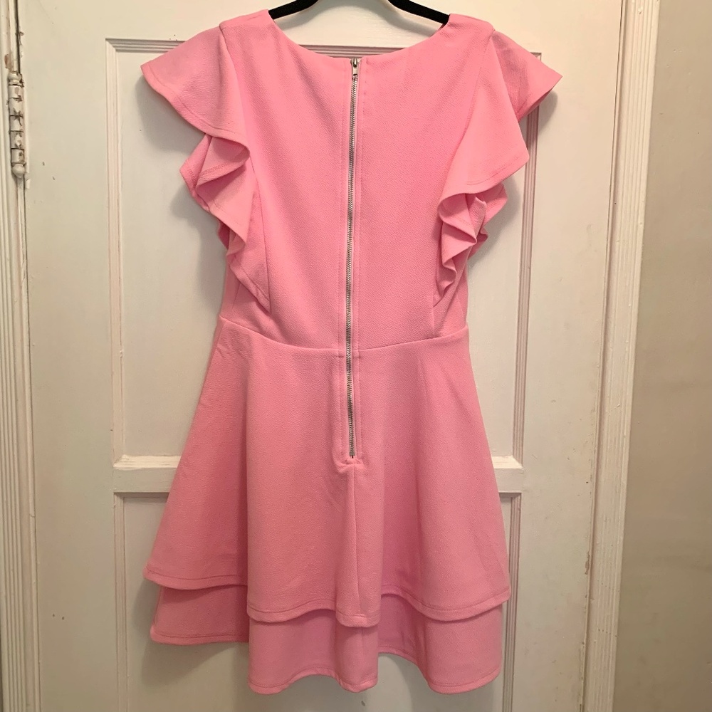 Pink Ruffle Sleeve Mini Dress - Picture 4 of 7
